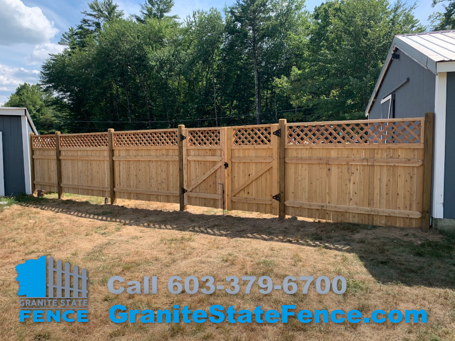 Lattice Top Cedar Fencing installation in Concord, NH.