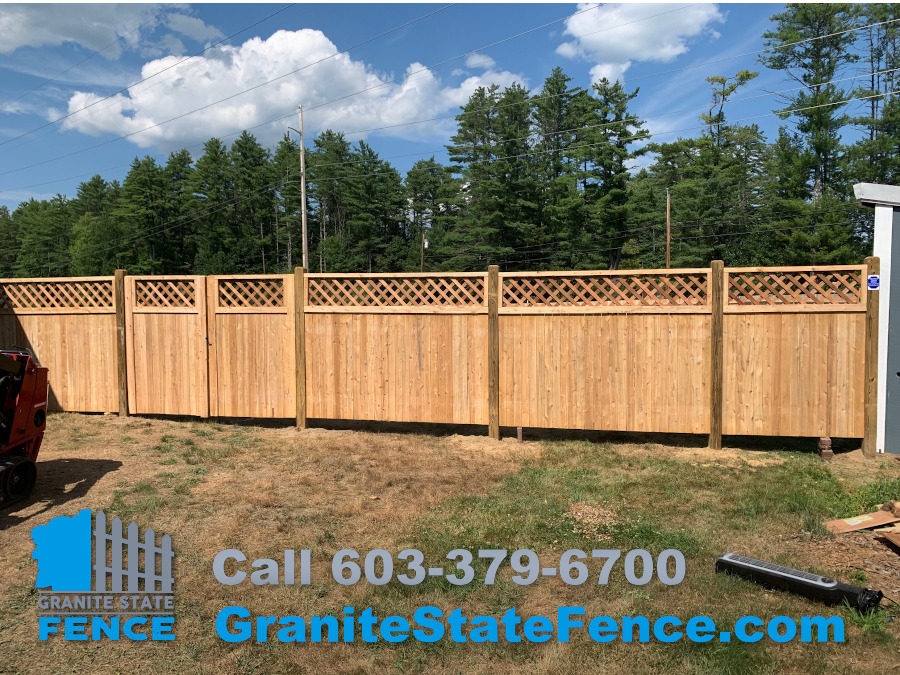 Lattice Top Cedar Fencing installation in Concord, NH.