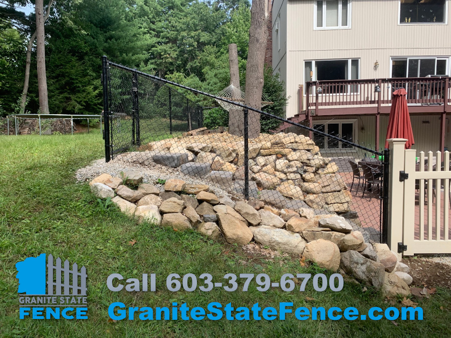 Black Chain Link Pool Fencing installed in Londonderry, NH.