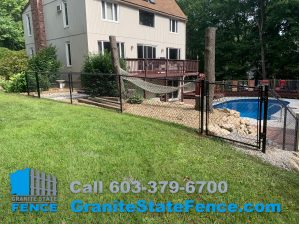 Black Chain Link Pool Fencing installed in Londonderry, NH.