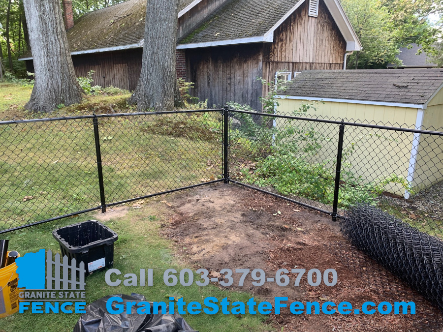 Black Chain Link Fencing installed in Manchester, NH.