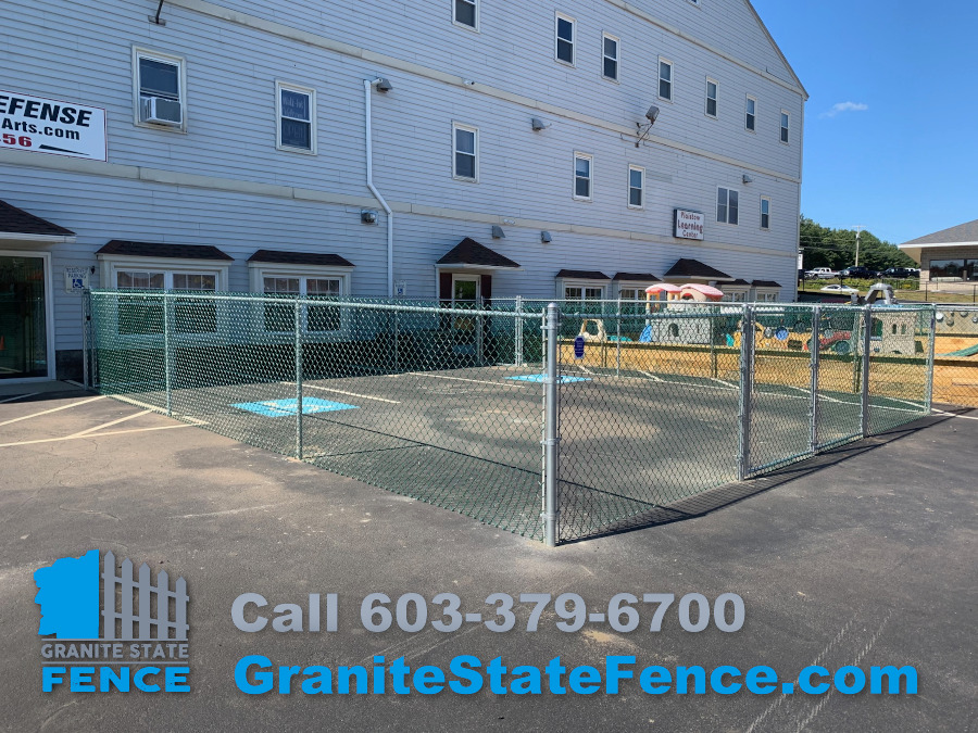Commercial Chain Link Fence installation in Plaistow, NH.