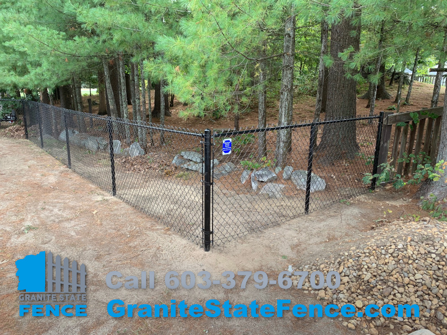 Black Chain Link Fence installed in Litchfield, NH.