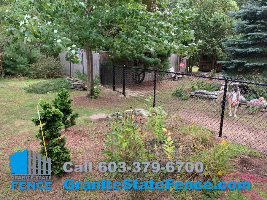 Black Chain Link Fence installed in Litchfield, NH.