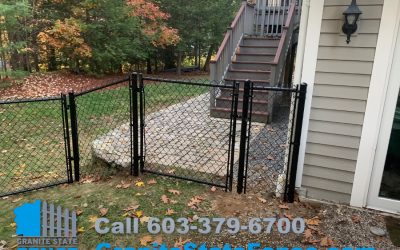 Chain Link Fence with Double Drive Gate installed in Nashua, NH.