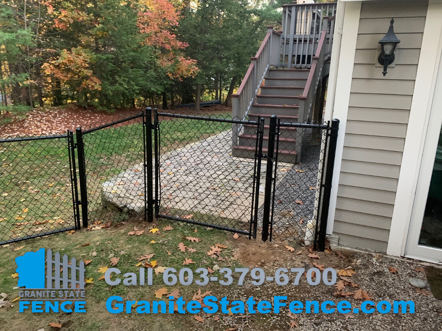 Chain Link Fence with Double Drive Gate installed in Nashua, NH.