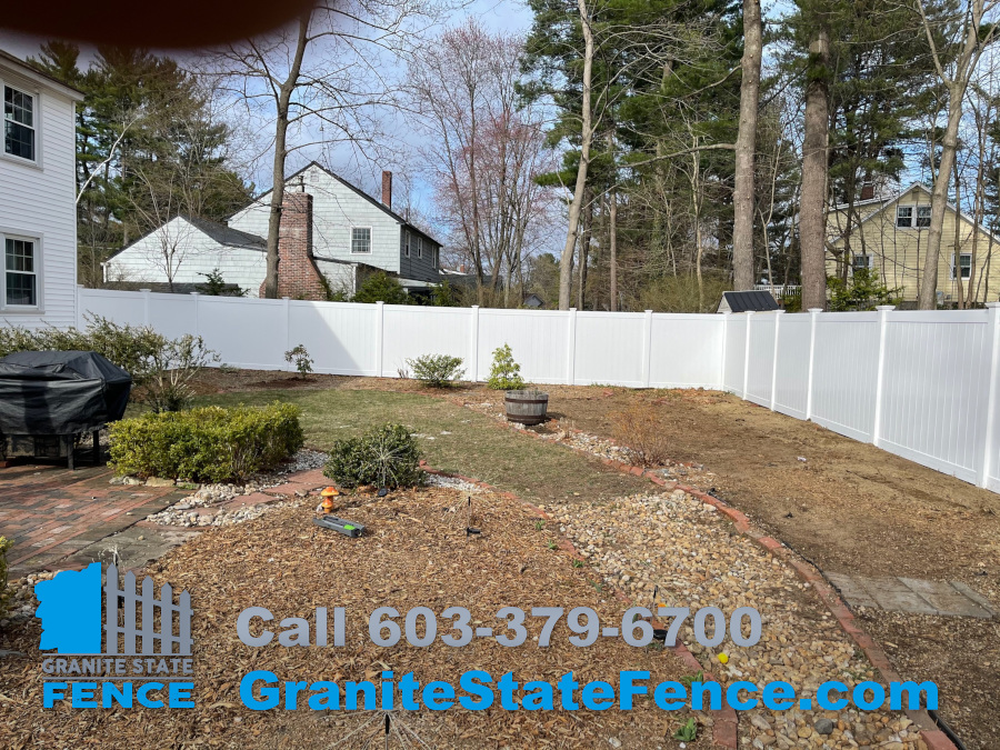 Vinyl Privacy Fencing installed in Nashua, NH.