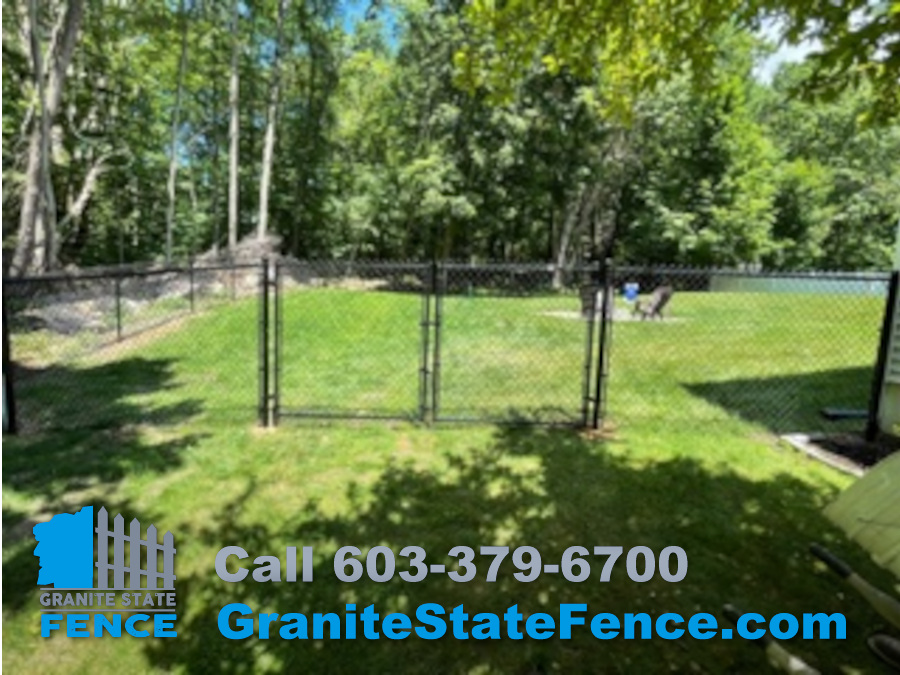 Black Chain Link Fencing with Gates installed in Atkinson, NH.