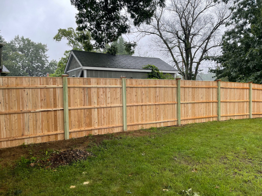 Custom Cedar Panel Fencing in Hudson, NH.