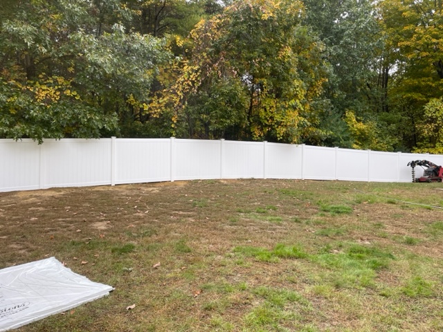 Vinyl Privacy Fence installation in Dunstable, MA.