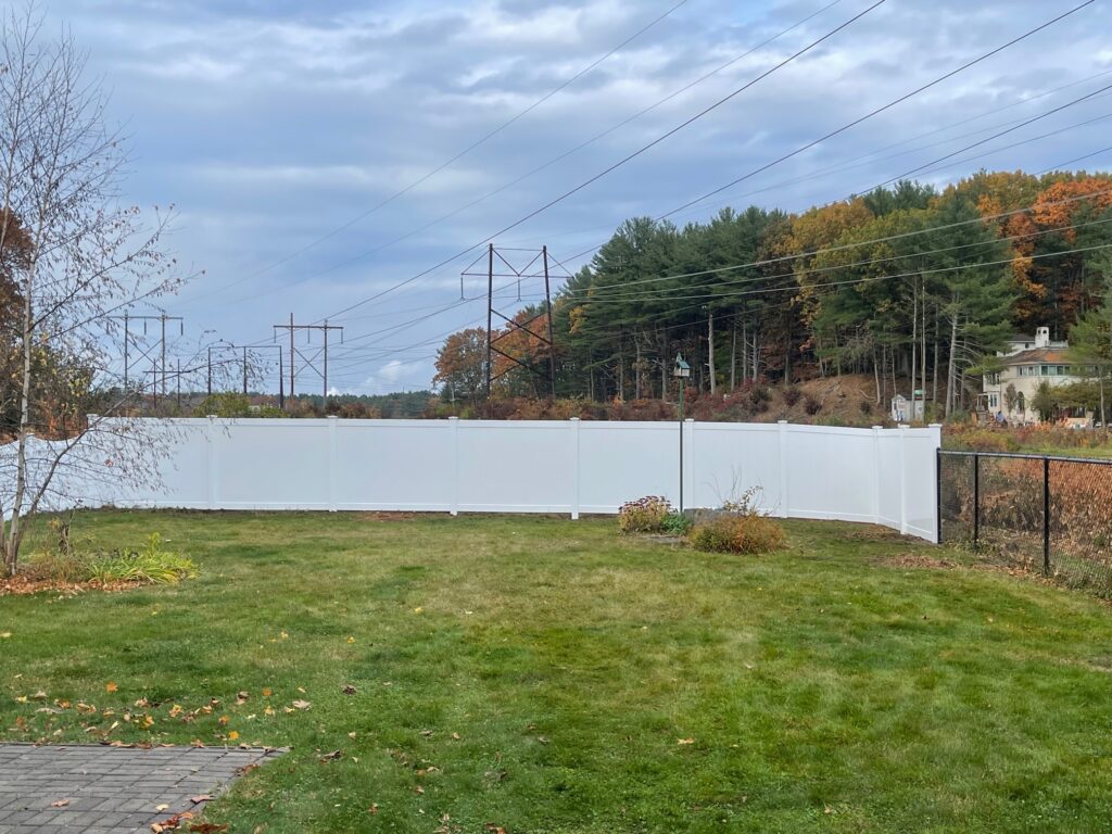 Granite State Fence installed this white privacy vinyl fence in Portsmouth, NH. 