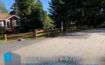 Split Rail Fence and Granite Light Post installed in Londonderry, NH.