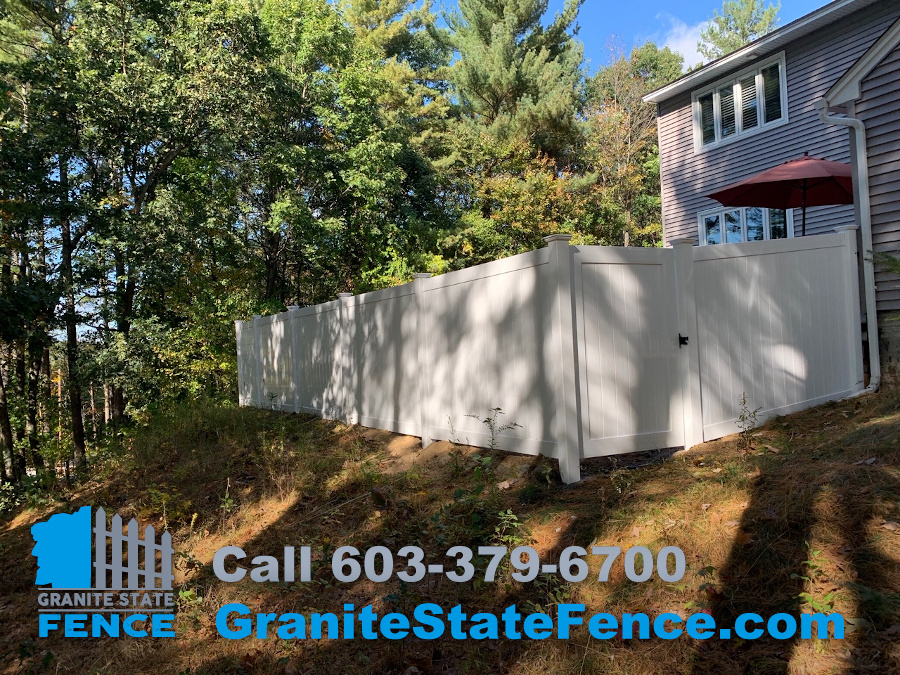 White Privacy Vinyl Fencing installation in Bedford, NH.