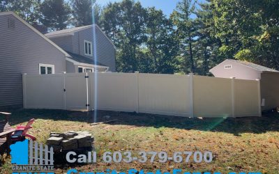 White Privacy Vinyl Fencing installation in Bedford, NH.