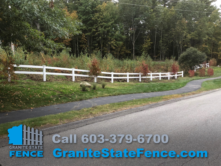 fence installation, two rail fencing, vinyl fence, BedfordNH
