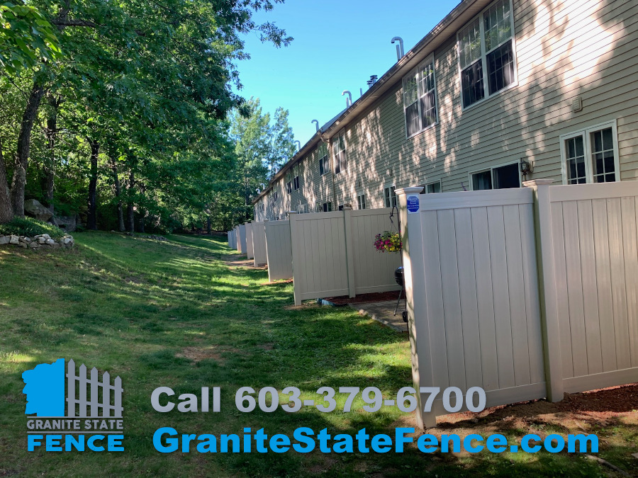 Commercial Privacy Vinyl fence installed in Manchester, NH.