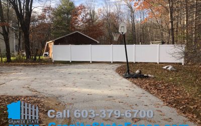 White Vinyl Privacy Fence installed in  Gilmanton NH