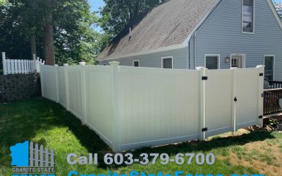 White Vinyl Privacy fencing installation in Atkinson, NH