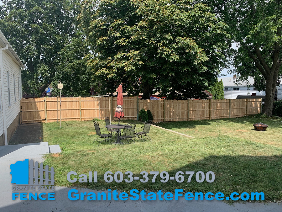 Cedar Stockade Fencing installed in Manchester, NH.