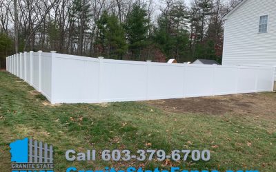 Vinyl Privacy Fence for pool area installed in Hooksett, NH