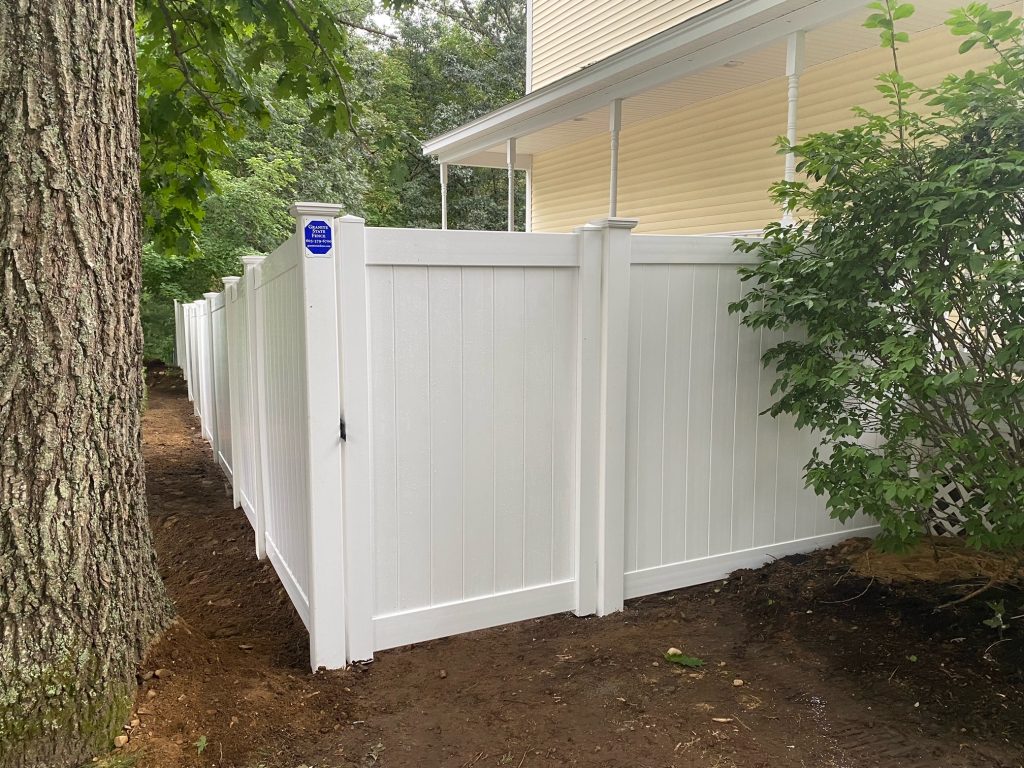 Vinyl Privacy Fencing installation in Londonderry, NH.