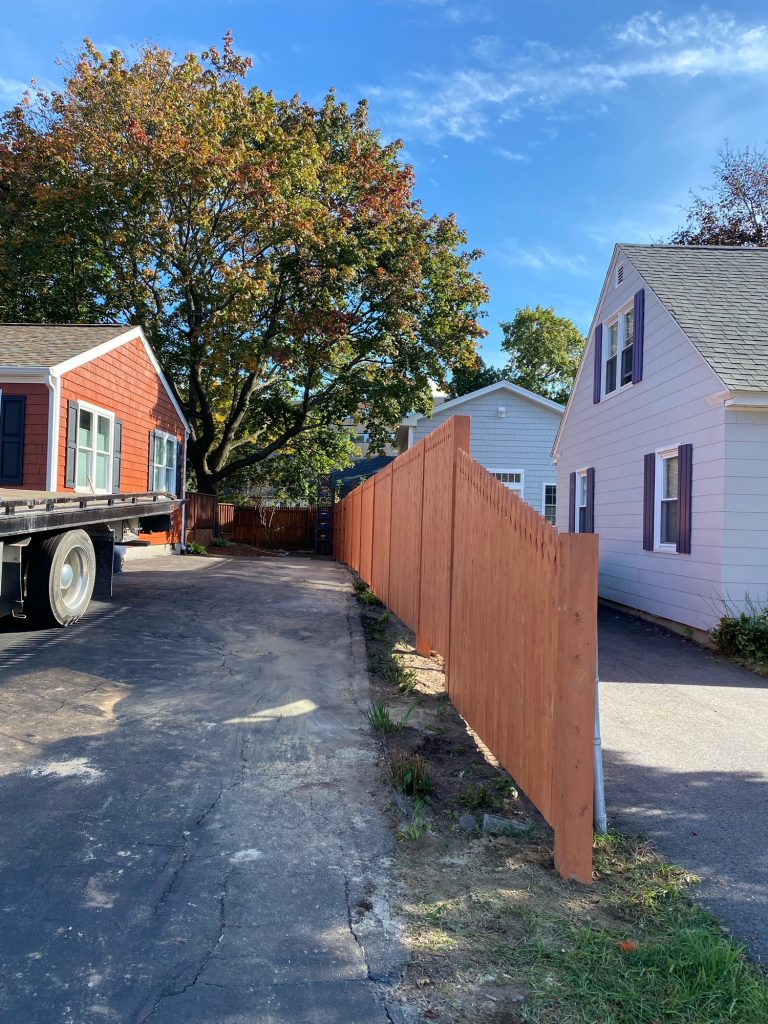 Cedar Wood Fence installed in Nashua, NH.