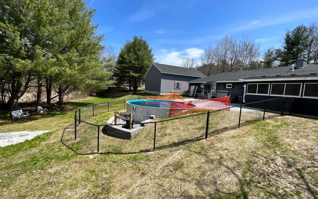 Chain Link Pool Fence installed in Bedford, NH.