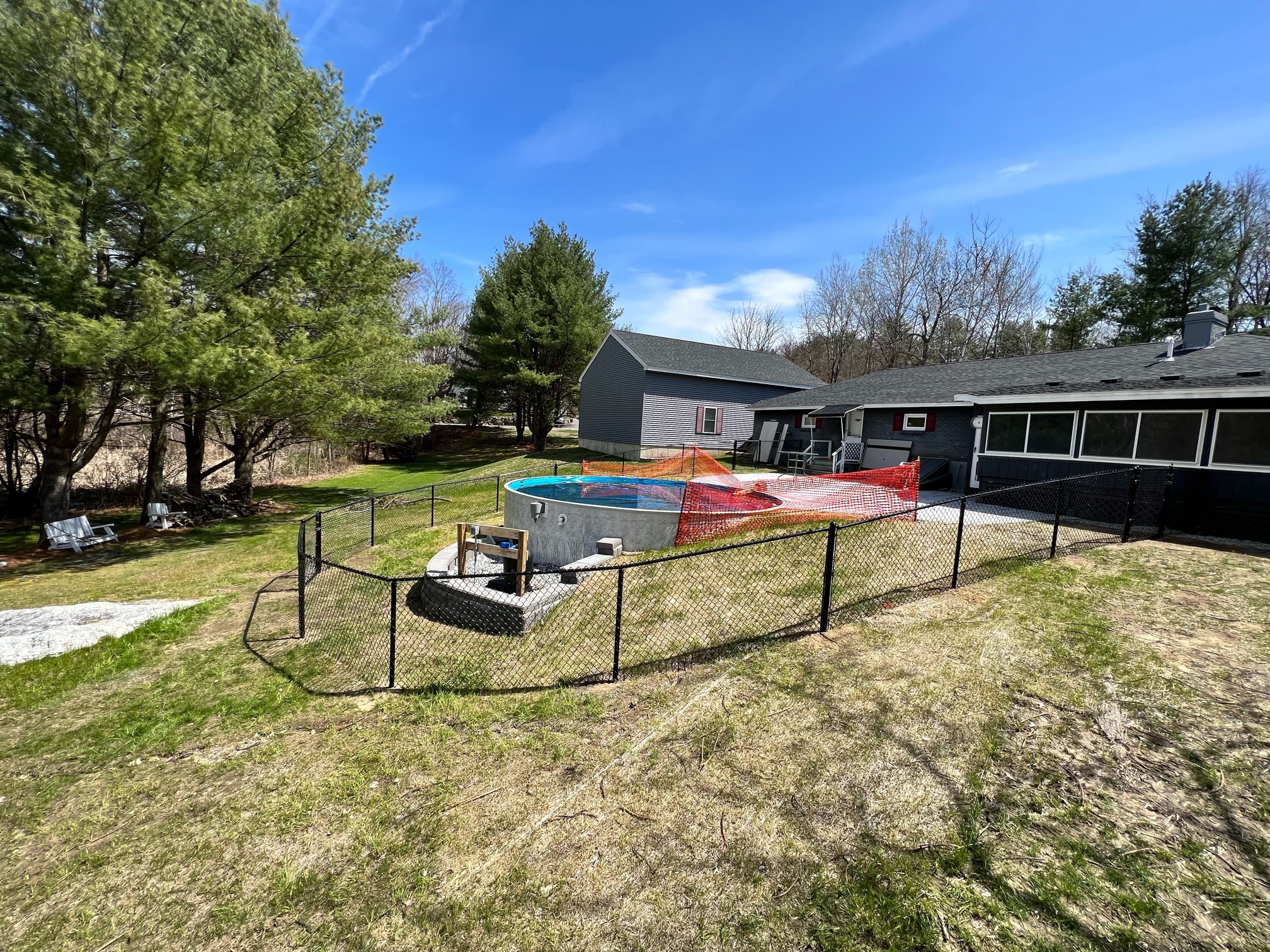 Chain Link Pool Fence installed in Bedford, NH. Granite State Fence