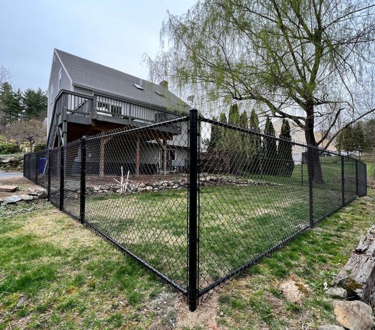 Chain Link Fence installation in Hudson, NH.