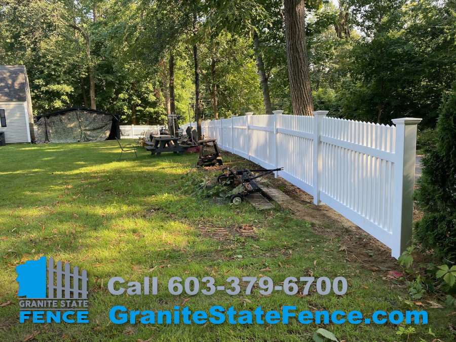 We installed 4' Victorian spaced picket fencing for this yard in Windham, NH.