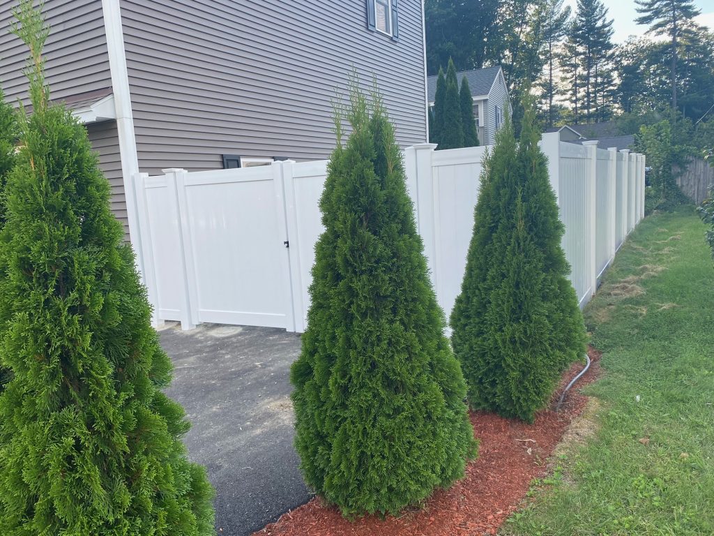 Vinyl Privacy Fence installation in Hudson, NH.