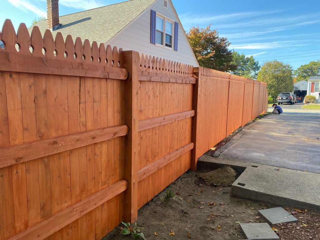 Cedar Wood Fence installed in Nashua, NH.