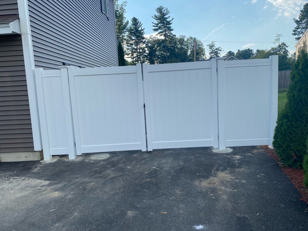 Vinyl Privacy Fence installation in Hudson, NH.