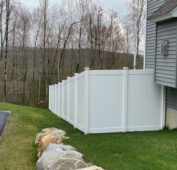 Vinyl Privacy Fence and Chain Link Fence installed in Milford NH