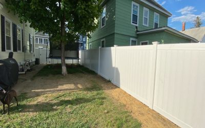 White Vinyl Privacy Fencing installed in Manchester, NH.
