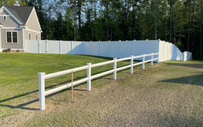 Vinyl Privacy Fence and Diamond Rail Fence installed in Litchfield NH
