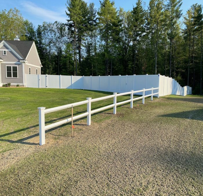 Vinyl Privacy Fence and Diamond Rail Fence installed in Litchfield NH