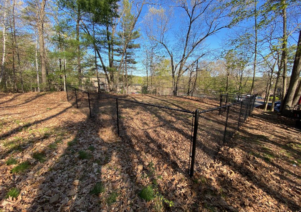 Commercial Chain Link Dog Fencing installed in Derry, NH.